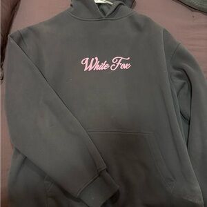 White Fox Boutique Gray Hoodie with Pink Logo